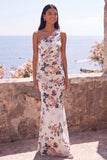 Vestido Maxi Floral de un solo hombro de chiffon de un hombro