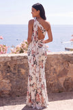 Vestido Maxi Floral de un solo hombro de chiffon de un hombro