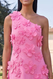 Vestido amarillo midi floral de línea en A de un solo hombro