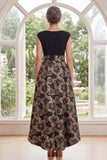 Vestido negro de batito con escote en forma de A, floral Jacquard High Low Mother Of the Bride con lazo