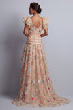 Vestido de Madre de la Novia bordado con corsé de tul A-Line Champán High-Low