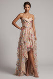 Corsé A-Line Champán Sweetheart Tulle High-Low Floral Vestido de Madre de la Novia