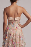 Corsé A-Line Champán Sweetheart Tulle High-Low Floral Vestido de Madre de la Novia