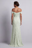 Vestido largo de sirena floral verde claro con abertura