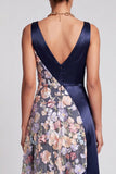 Vestido de madre de la novia con escote en V Blush largo A Line Floral