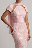 Vestido de Madre de la novia con ojos de cerradura brillante Rubor Largo de funda Larga