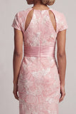 Vestido de Madre de la novia con ojos de cerradura brillante Rubor Largo de funda Larga