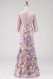 Vestido largo de sirena floral con cuello barco y bolsillos
