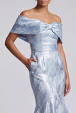 Vestido largo de madre de la novia sirena azul cielo con bolsillos