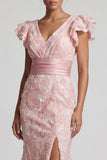 Vestido de sirena de la madre de la novia con cuello en V de lentejuelas coloreadas
