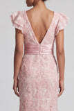 Vestido de sirena de la madre de la novia con cuello en V de lentejuelas coloreadas