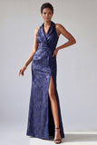 Vestido de Madre de la Novia con solapa de sirena con pico en forma de solapa de mierda púrpura oscuro