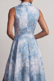Vestido de solapa muescada azul lago A Line Mother Of the Bride