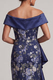 Vestido midi midi de madre de la novia, con mocos y volantes de hombro al aire libre con hombros