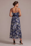 Vestido midi Mother Of the Bride Mother Of the Bride de A-Line Floral Azul Marino