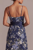 Vestido midi Mother Of the Bride Mother Of the Bride de A-Line Floral Azul Marino