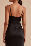 Vestido de corbata negra midi sirena con tirantes finos