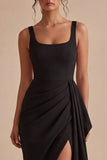 Vestido formal negro Bodycon Bodycon Midi con faja