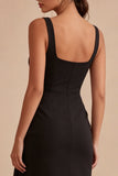 Vestido formal negro Bodycon Bodycon Midi con faja