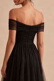 Vestido formal largo de línea negra