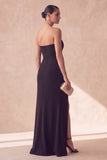 Vestido formal largo largo sin tirantes de sirena sin tirantes con abertura