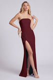 Vestido formal largo largo sin tirantes de sirena sin tirantes con abertura