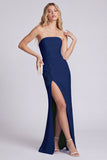 Vestido formal largo largo sin tirantes de sirena sin tirantes con abertura
