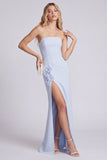 Vestido formal largo largo sin tirantes de sirena sin tirantes con abertura