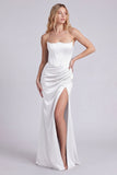 Corsé sin tirantes negro con trozo, vestido formal largo de sirena con abertura