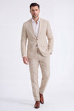 Trajes de hombre de dos piezas, solapas beige con pico simple y pecho simple