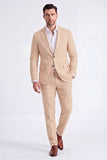 Trajes de hombre de dos piezas, solapas beige con pico simple y pecho simple