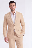 Trajes de hombre de dos piezas, solapas beige con pico simple y pecho simple