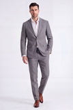 Trajes de hombre de dos piezas, solapas beige con pico simple y pecho simple