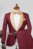 Trajes de solapa de hombre con chal de champán Jacquard de dos piezas