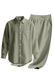 Conjunto de lino azul claro de 2 piezas para hombres