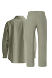 Conjunto de lino azul claro de 2 piezas para hombres