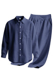 Conjunto de lino azul claro de 2 piezas para hombres