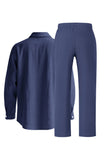 Conjunto de lino azul claro de 2 piezas para hombres