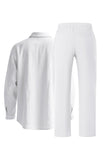 Conjunto de lino azul claro de 2 piezas para hombres