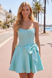 Corsé amarillo Sweetheart A-Line Pearls Vestido de Bienvenida con lazo