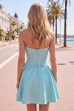Corsé amarillo Sweetheart A-Line Pearls Vestido de Bienvenida con lazo
