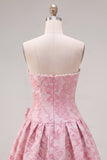 Vestido de bienvenida Jacquard de perlas moradas A-Line sin tirantes con lazo