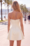 Vestido de bienvenida de fin de curso de satín de perlas Sweetheart Fuchsia Pearls