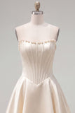 Vestido de bienvenida de fin de curso de satín de perlas Sweetheart Fuchsia Pearls