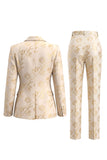 Traje de mujer ajustado de dos piezas de dos piezas de Jacquard Peak Lapel