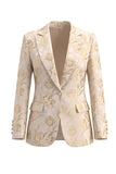 Traje de mujer ajustado de dos piezas de dos piezas de Jacquard Peak Lapel