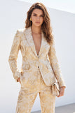 Traje de mujer ajustado de dos piezas de dos piezas de Jacquard Peak Lapel