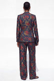 Trajes Jacquard Jacquard florales de dos piezas negros de dos piezas y un botón