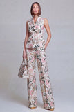 Trajes de mujer de solapa Peak Peak Floral Grey Blue Jacquard