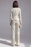 Trajes de mujer florales ajustados de dos piezas, verde polvoriento, abierto